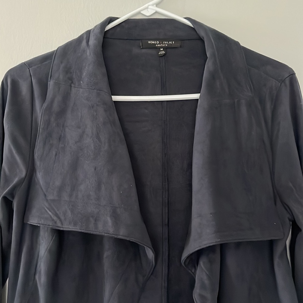 Faux Suede, Charcoal, blazer - Picture 2 of 5